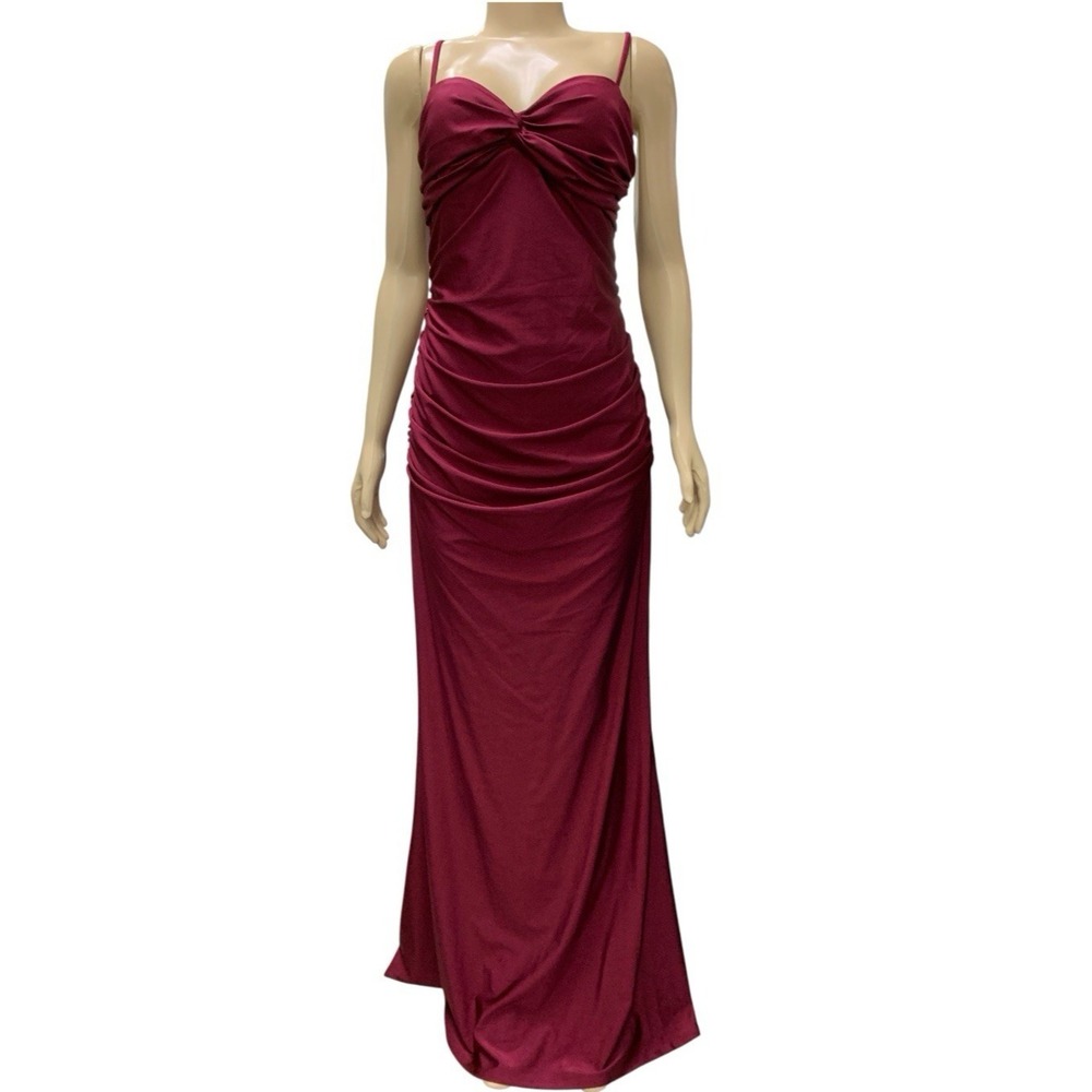 City Studio Junior's Twist Bandeau Ruched Long Dress Cabernet Size XXL NWTS - Picture 1 of 5